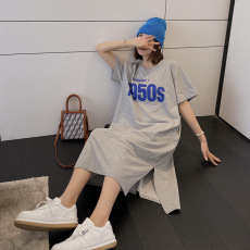 批发仿棉牛奶丝#夏季睡裙女大码夏天法式短袖可爱T恤连衣裙<b class='q'>孕妇</b><b class='q'>睡衣</b>裙