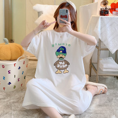 批发仿棉牛奶丝#夏季新款长款过膝森系<b class='q'>连衣裙</b>女大码宽松休闲懒人睡裙