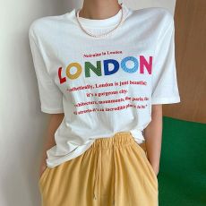 批发已出货 简约时尚<b class='q'>字母</b>刺绣短袖<b class='q'>T</b><b class='q'>恤</b>