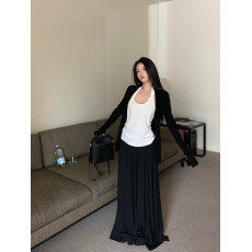 批发实拍实价U领挂脖露背宽松百搭针织内搭+<b class='q'>莫代尔</b>长裙+燕尾针织开衫