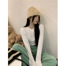 批发实拍实价 早春纯色长袖内搭单穿圆领<b class='q'>打底</b>衫长T