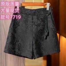 批发一线大品牌清仓捡漏剪标女装外贸尾货<b class='q'>原</b><b class='q'>单</b>提花高腰阔腿短裤子休闲