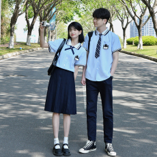 批发大量有货 实拍情侣装班服学生<b class='q'>衬衫</b>学院风夏季毕业裙子套装jk制服