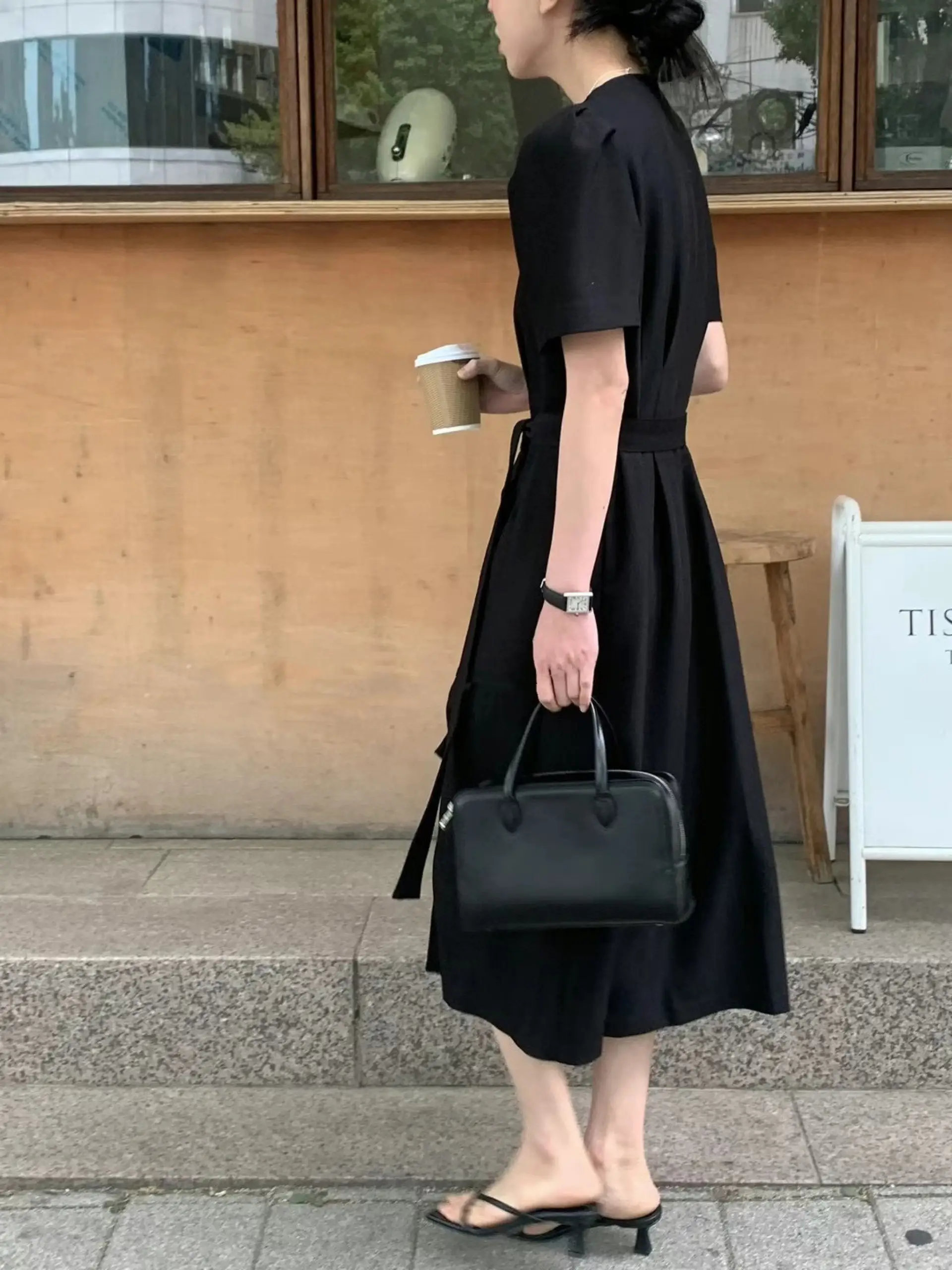 프렌치 레트로 스타일 V넥 단추 셔츠 원피스 상세 이미지 8
