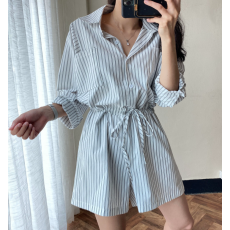 批发chic 韩系夏季新款休闲气质百搭条纹抽绳<b class='q'>连体裤</b>