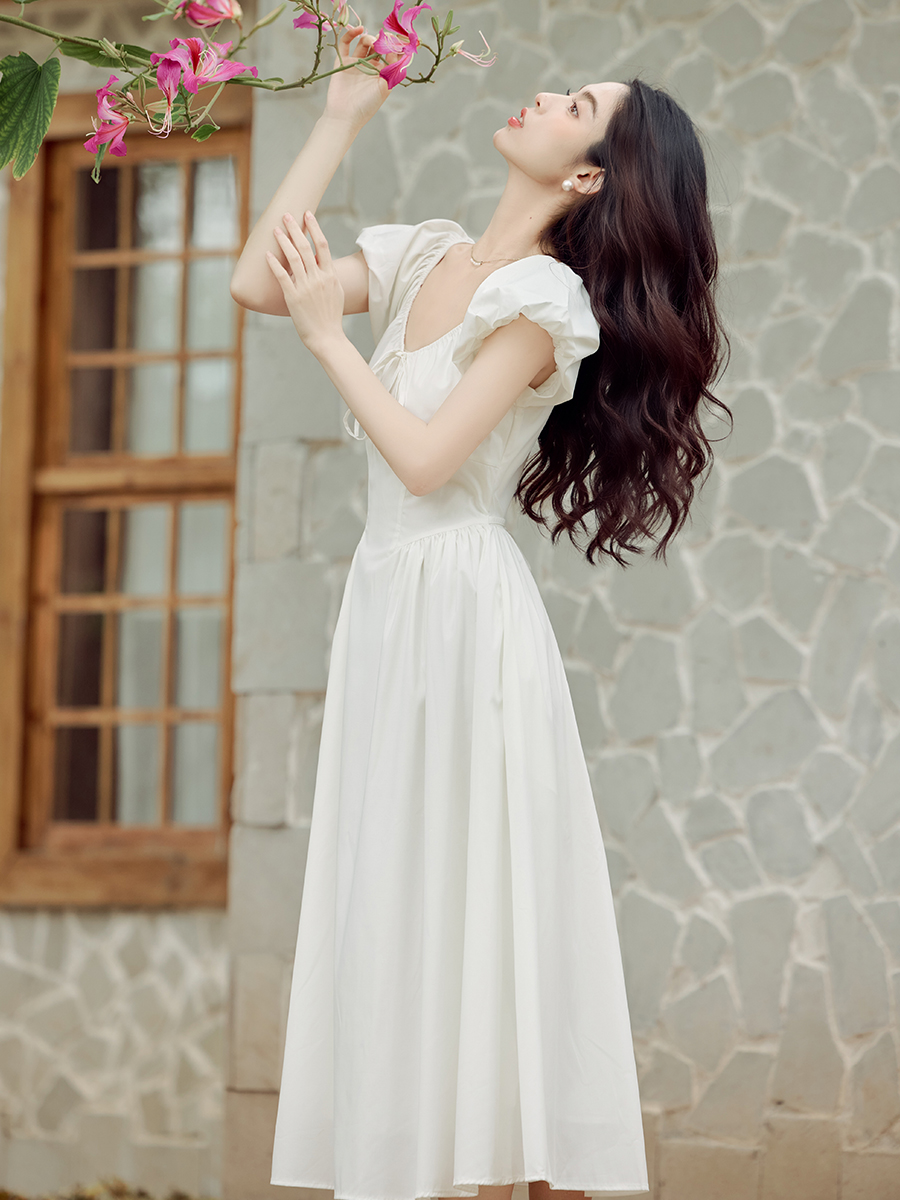 산보하다 갤러리 ~ 중 소녀 저항 주름 프랑스식 드레스 요정 화이트 치마