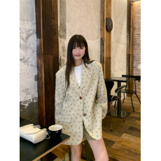 批发实拍！小碎花亚麻西装外套小众高级感炸街西服女