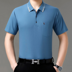批发真口袋polo衫男士短袖翻领胖子棉宽松夏季中年加肥加大码肥佬t恤