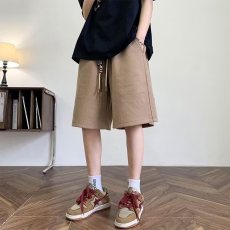 批发华夫格短裤夏季潮牌宽松贴标休闲裤子美式运动篮球运动五分裤中裤