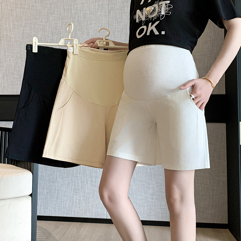 실사 임산부 여름 새로운 반바지 외출용 캐주얼 루즈핏 넓은 다리 오부 바지 임산부 바지