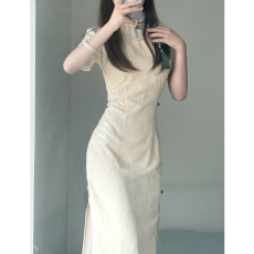 批发<b class='q'>上海</b>民国风<b class='q'>旗袍</b>改良版素雅长裙新中式日常年轻款少女传统气质优雅