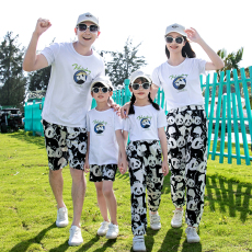 批发2024新款<b class='q'>母女</b><b class='q'>亲子装</b>一家四口夏季全家装休闲纯棉套装<b class='q'>母女</b>防蚊裤