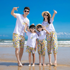 批发<b class='q'>亲子装</b><b class='q'>母女</b>夏薄款时尚沙滩裤中大男女童灯笼裤儿童休闲中长裤套装