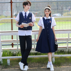 批发实拍情侣夏学院风季假两件<b class='q'>连衣裙</b>学生运动会套装 班服 校服