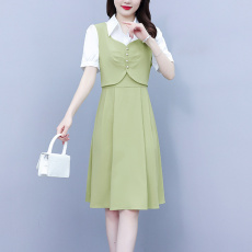 批发已出货 <b class='q'>大码</b>女装连衣裙2026夏季新款拼接假两件淑女A字裙宽松型