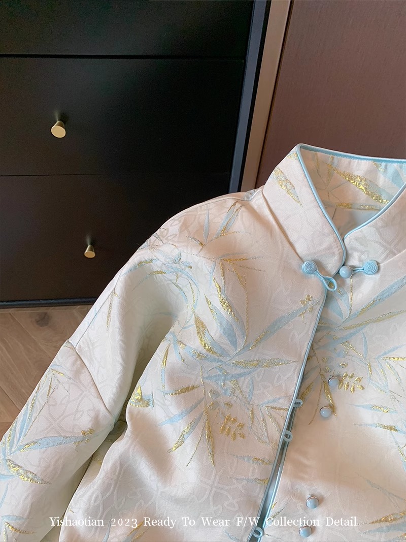 新中式國風提花立領盤扣外套女202春季新款復古高端氣質名媛上衣