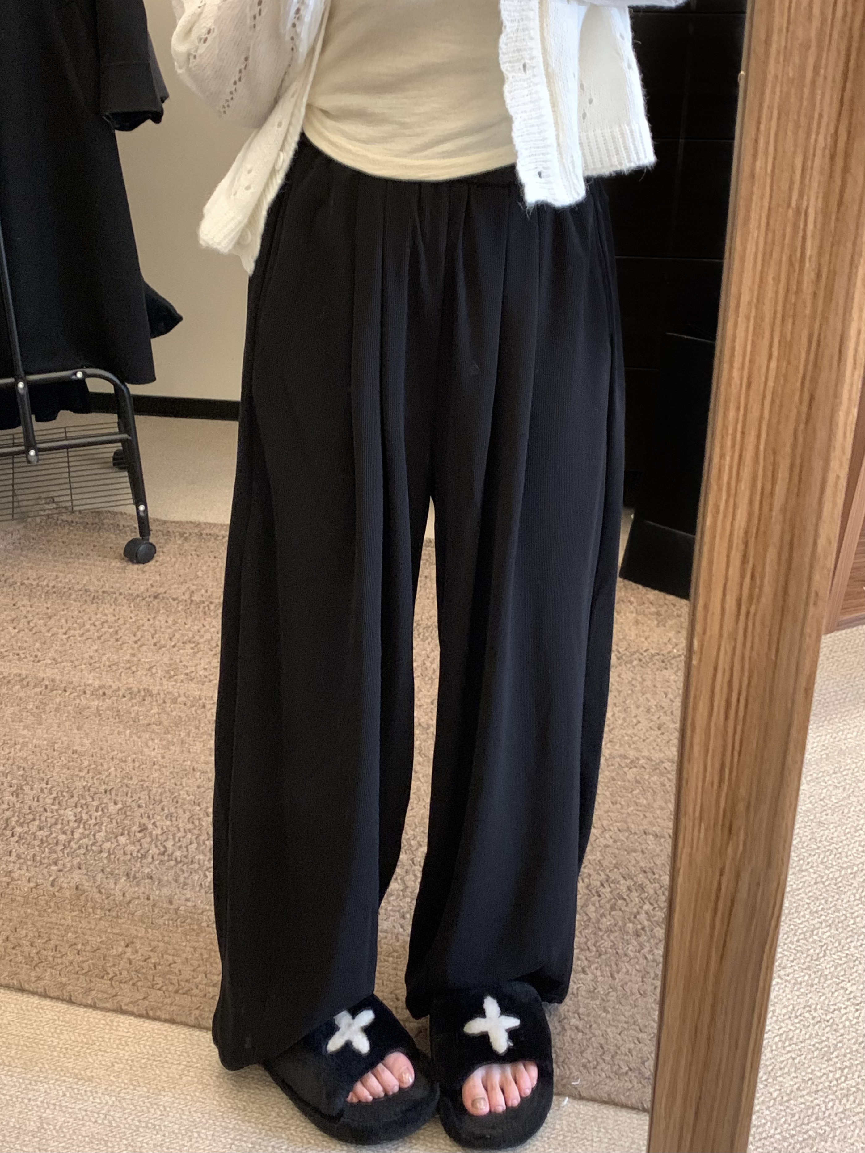 Actual shot~Korean style solid color casual pants for women spring and summer new style drapey straight loose floor mopping pants