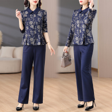 批发高端职业套装女装早<b class='q'>春</b>2024新款时尚洋气时髦妈妈贵妇人品牌两件套