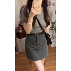 批发法式高级感钻饰圆领针织衫短袖上衣女套头毛衣早春新品<b class='q'>修身</b>显瘦