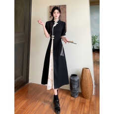 批发实拍~大码夏季<b class='q'>新款</b>微胖显瘦设计感改良<b class='q'>旗袍</b>新中式国风气质连衣裙