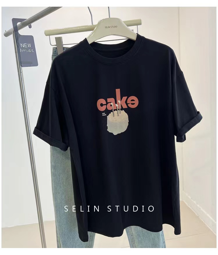 cake~韓系字母印花短袖T恤女！早春百搭寬鬆顯瘦棉質圓領休閒tee