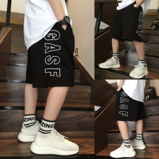 批发夏季日系潮款<b class='q'>男</b><b class='q'>童</b><b class='q'>中大</b>童印花纯棉字母运动裤五分裤速干裤嘻哈短裤