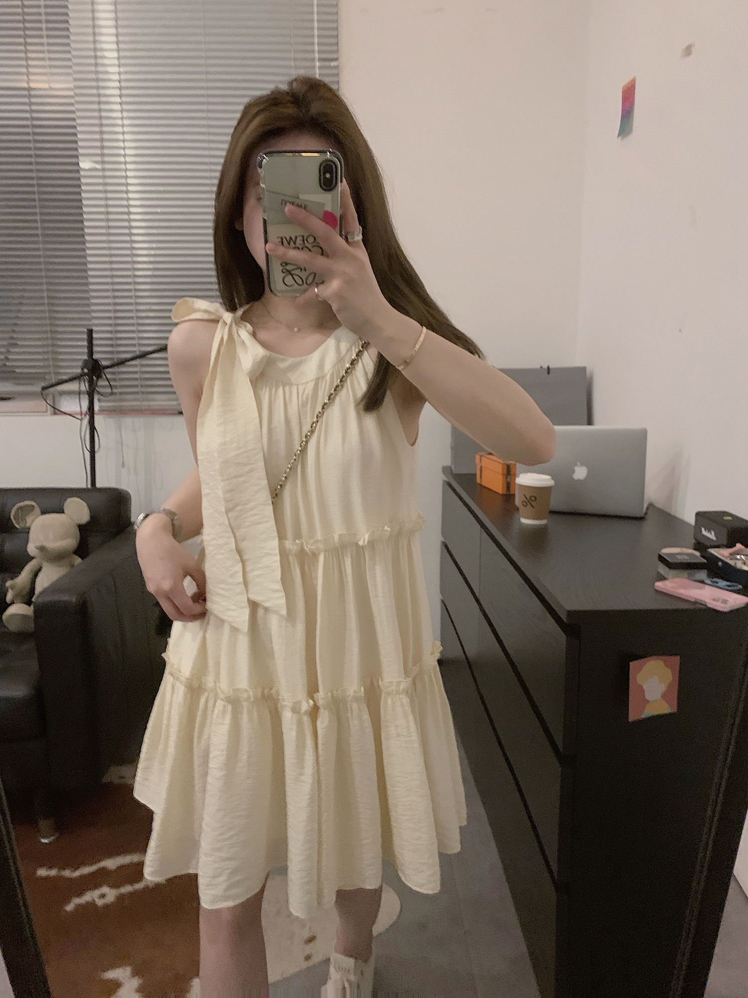 2024新款小個子吊帶無袖掛脖連衣裙子女裝夏季海邊度假仙女沙灘裙