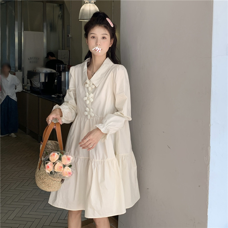 Blue long-sleeved shirt dress women's spring 2024 new style French first love petite chic milky sweet skirt...