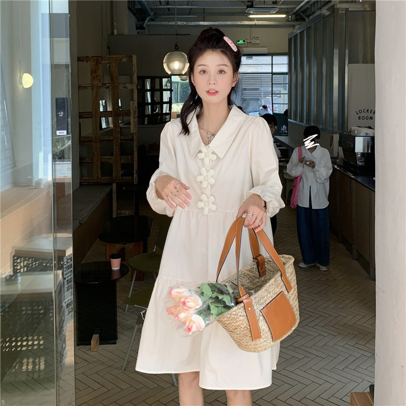 Blue long-sleeved shirt dress women's spring 2024 new style French first love petite chic milky sweet skirt...