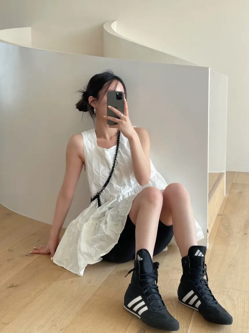 플라워 블라우스 무릎 위 원피스 상세 이미지 10
