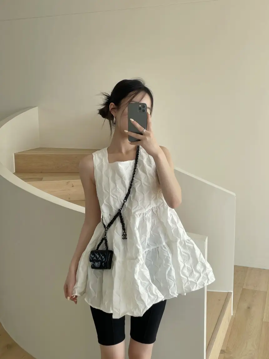 플라워 블라우스 무릎 위 원피스 상세 이미지 11