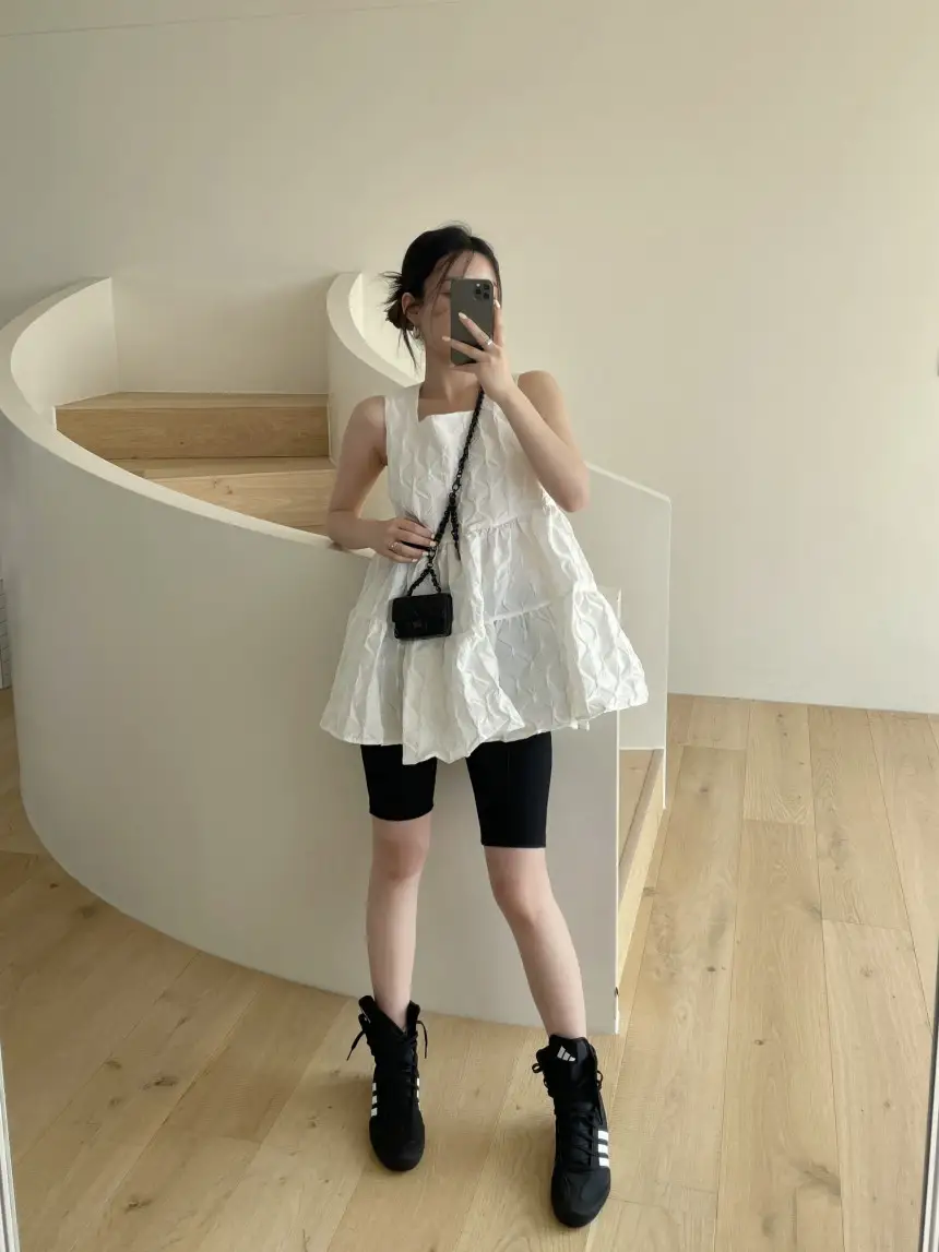 플라워 블라우스 무릎 위 원피스 상세 이미지 13