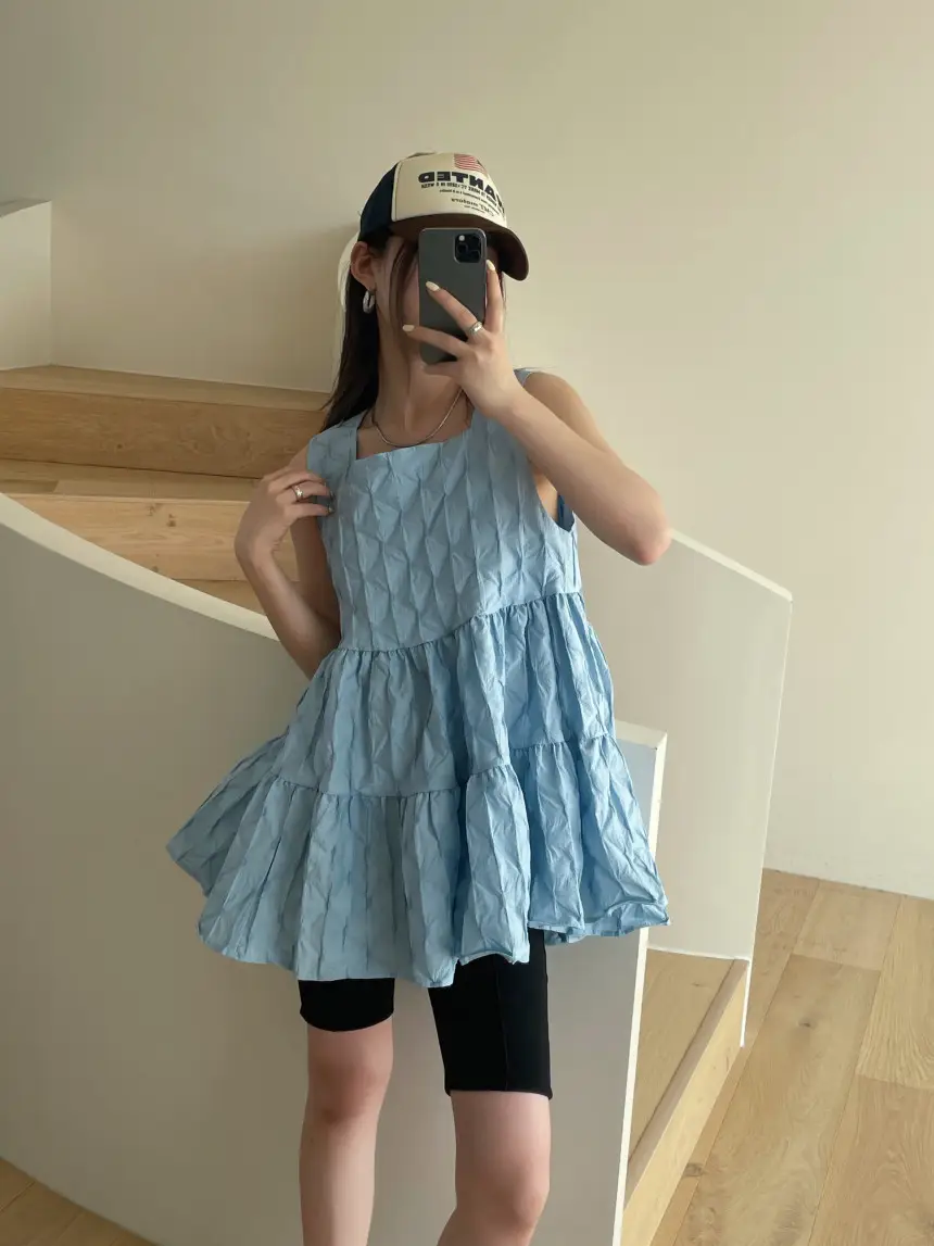 플라워 블라우스 무릎 위 원피스 상세 이미지 18