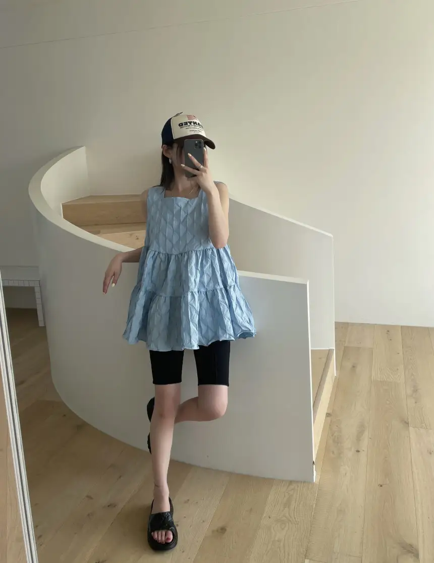플라워 블라우스 무릎 위 원피스 상세 이미지 19