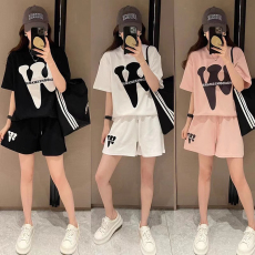 批发欧货小个子休闲运动服套装女夏季宽松韩版<b class='q'>时尚</b>洋气短袖短裤两件套