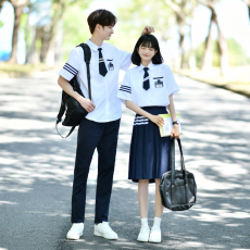 批发大量货 实拍夏季情侣装<b class='q'>衬衫</b>毕业服学生班服套装jk制服