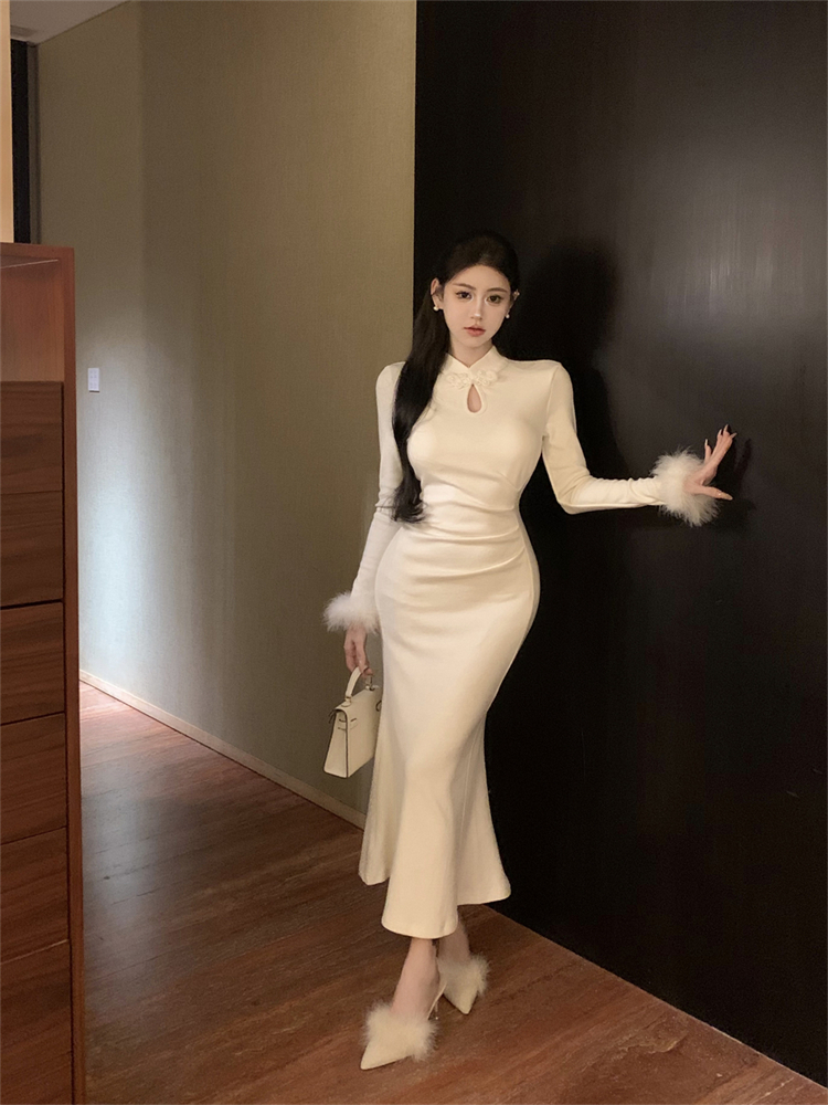 Actual shot of Pure Desire, Caution, National Style Improved Cheongsam Slim Fit Dress
