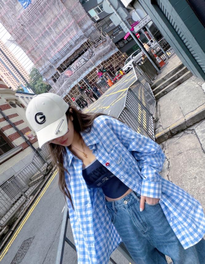 GRACECHOW周揚青直播想去海邊早春彩扣格紋襯衫+條紋襯衫​​​​