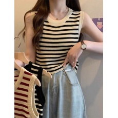 批发条纹吊带小背心女夏季显瘦外穿内搭遮肉无袖针织<b class='q'>休闲</b>上衣