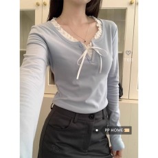 批发官图1*1纯棉螺纹<b class='q'>长袖</b>t恤女2026春秋新款薄修身网纱<b class='q'>打底衫</b>圆领上衣