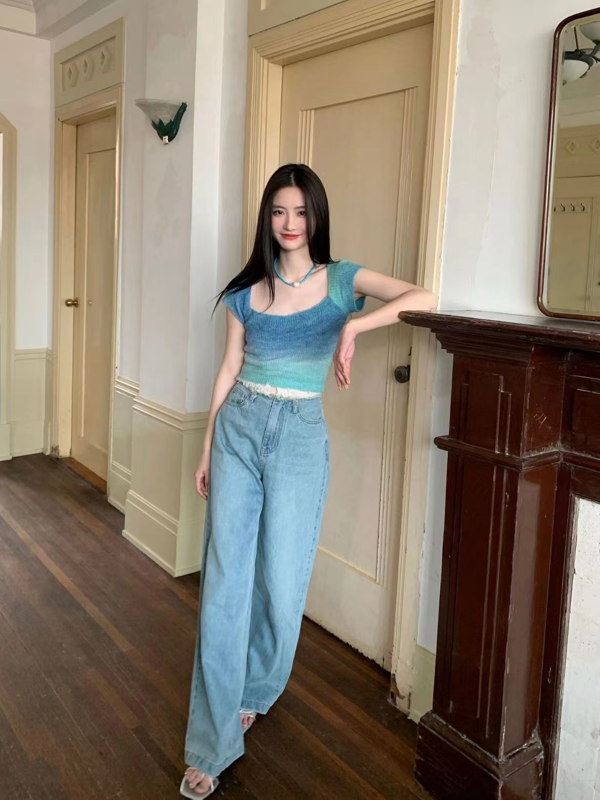美式甜辣正肩短袖t恤女夏季新款純欲辣妹修身短款上衣設計感