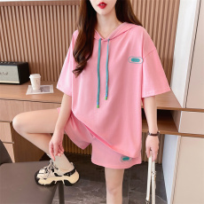 批发3071#实拍实价/抖音质量/纯棉/后包领/宽松<b class='q'>时尚</b>连帽休闲运动套装