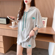 批发3071#实拍实价/抖音质量/纯棉/后包领/宽松<b class='q'>时尚</b>连帽休闲运动套装