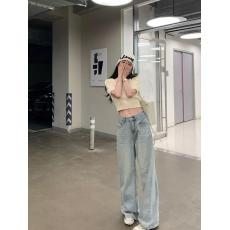 批发titi小姐姐【优越裤型】春夏休闲高腰显瘦水洗蓝拖地直筒<b class='q'>牛仔裤</b>