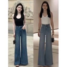 批发新款百搭露背网红短款女<b class='q'>背心</b>带胸垫+高腰<b class='q'>牛仔</b>直筒阔腿裤套装