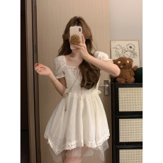 批发实拍~大码胖mm女装法式高腰连衣裙女高级感甜美减龄可爱公主短裙