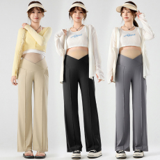 批发实拍春季新款低腰孕妇裤外穿阔腿裤长裤休闲宽松垂感可调节<b class='q'>打底裤</b>