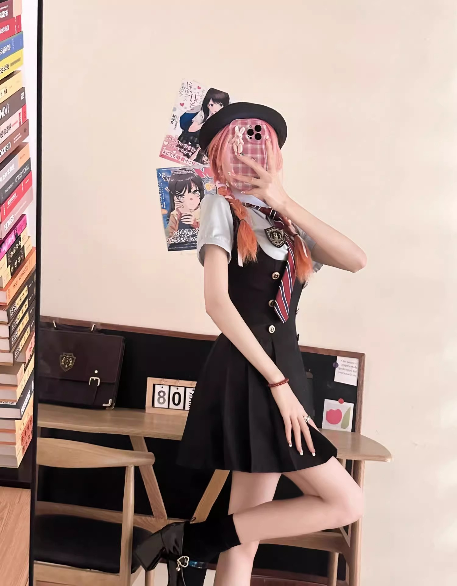 學院風jk制服收腰顯瘦短袖襯衫背帶連衣裙兩件套裝女夏純欲風裙子