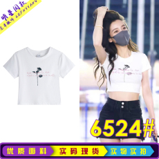 批发现货 baby<b class='q'>杨颖</b>明星<b class='q'>同款</b>夏季字母印花短款露脐修身短袖T恤上衣女