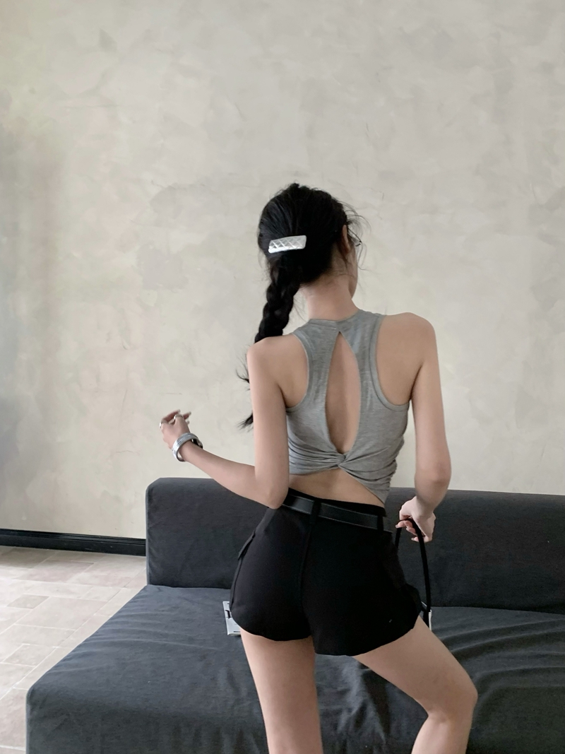 Summer High Beauty Pilates Cover Up Hollow Sleeveless Sports Tank Running Fitness Yoga Top_voghion.com